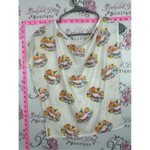 CHASOR asymmetric Women’s Floral Kiss Print Short Sleeve Tee - White